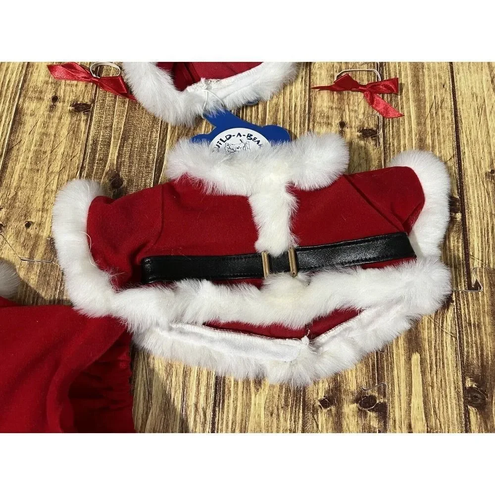 Build a Bear Santa Suit Boots Hat Christmas Holiday Teddy Clothes Costume W/Bows